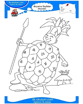 Çocuklar İçin Ananas Boyama Sayfaları 